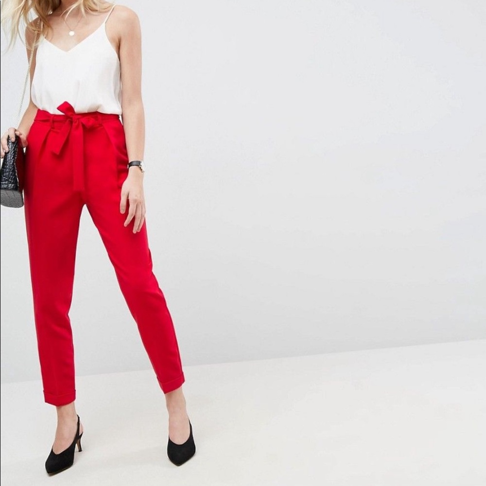 Red tie pants ASOS